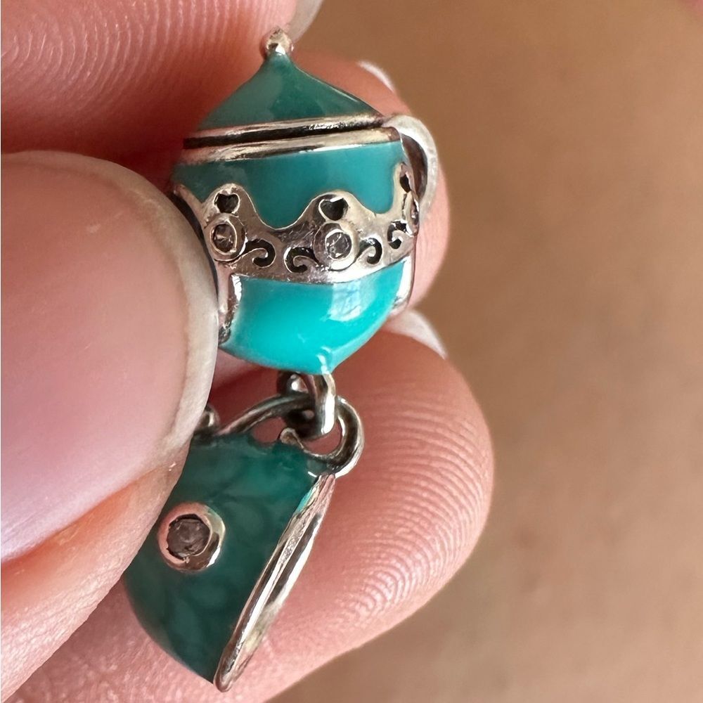 NWOT Tiffany Turquoise Tea Pot & Mug Silver 925 Pandora FIT Charm - Picture 4 of 8